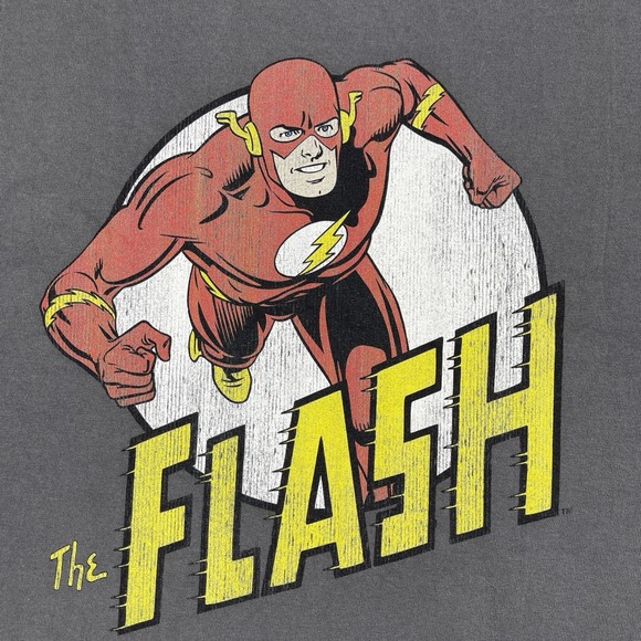 DC Comics Shirt Mens Large Gray The Flash Super Hero Vintage Comic Book Tee - Picture 4 of 12